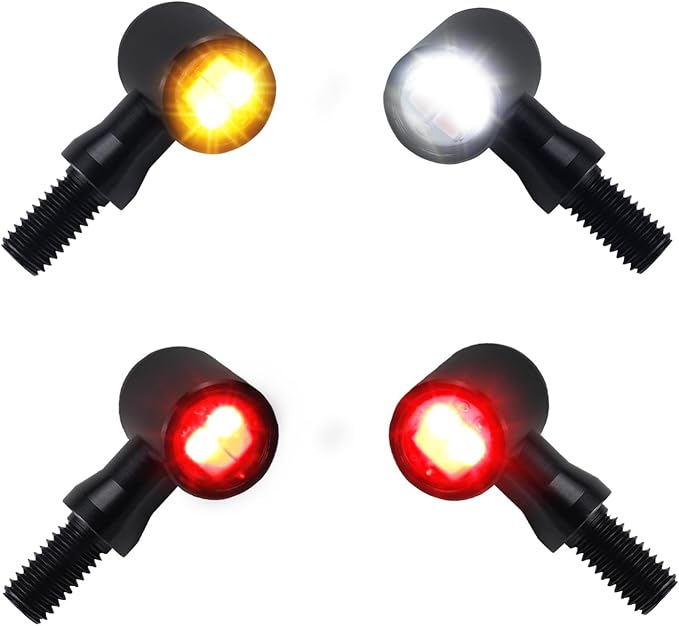 NTHREEAUTO Universal Motorcycle Turn Signals, Front Rear LED Turn Signal Lights Mini Blinkers Brake Tail Light Kit Compatible with Harley Davidson Honda Suzuki Triumph Yamaha - 4 PCS