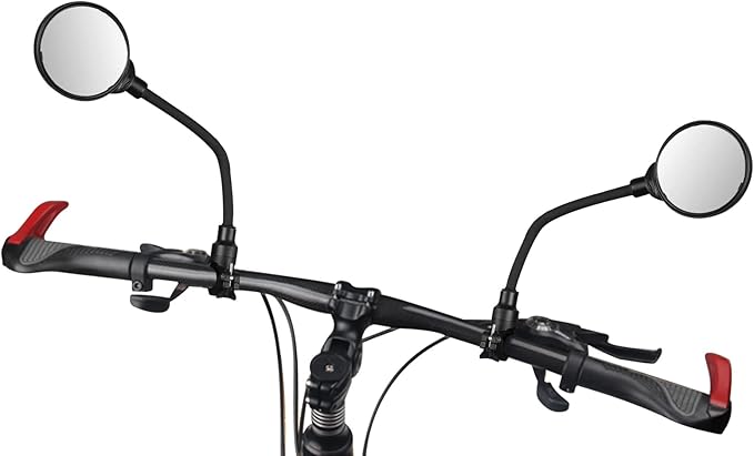 Bike Mirror, Bike Rearview Mirror Handlebar Convex Rear View Mirror Adjustable Rotatable Scratch Resistant Shockproof Safety Mirror Universal for Mountain Road Bike Bicycle E-bike Motorcycle(2PCS)