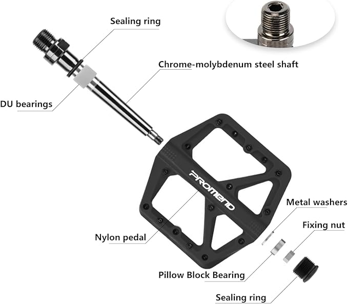 Mountain Bike Pedals - Durable Nylon DU Bearing Platform Pedals for MTB and BMX