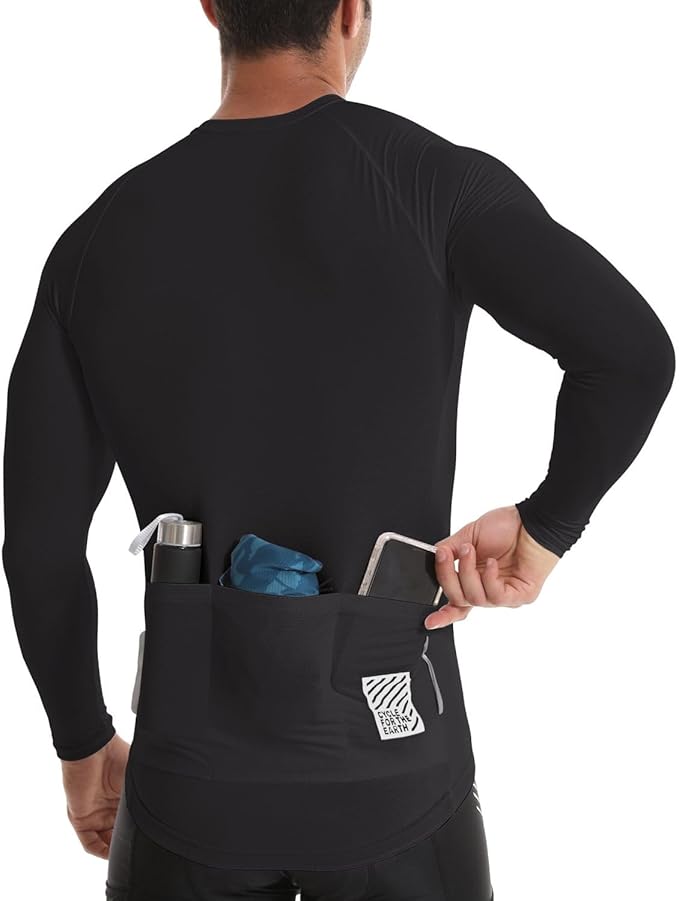 Men's Cycling Jerseys Long Sleeve Bike Biking Shirts Full Zip with Pockets Road Bicycle Clothing