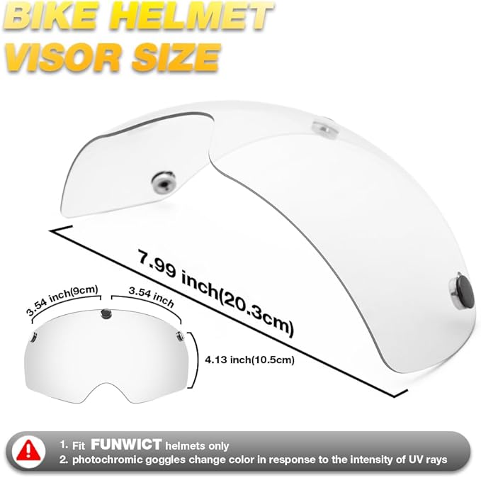 Magnetic Bike Helmet Goggles, Removable/Detachable Sun Visors Shield for Cycling Bicycle Helmet FW001