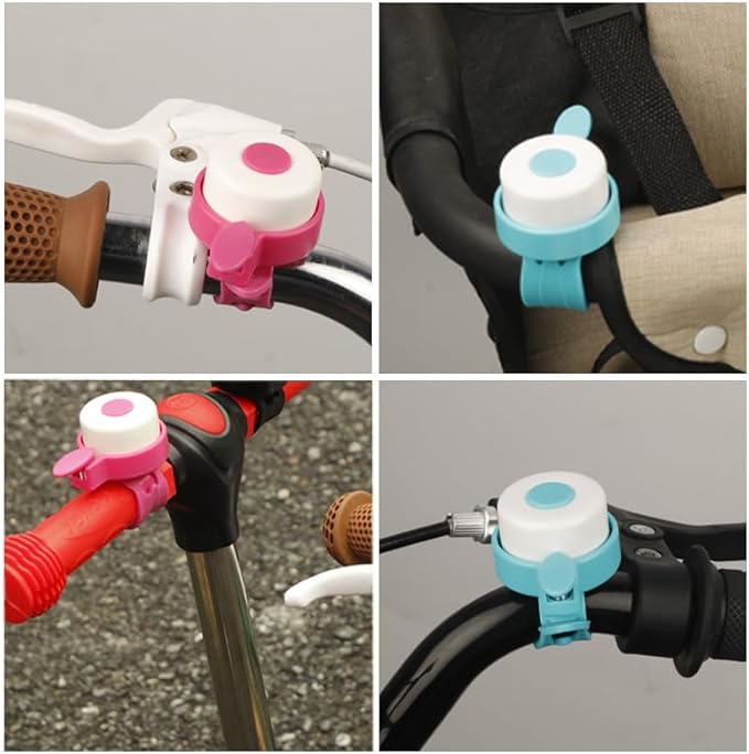 Kids Bike Bell – Silicone Strap Bicycle Bell for Boys & Girls, Easy Install, Adjustable Ring for Kid Bike Handlebar, Ideal for Toddler Scooters and Bikes (Blue and Pink)