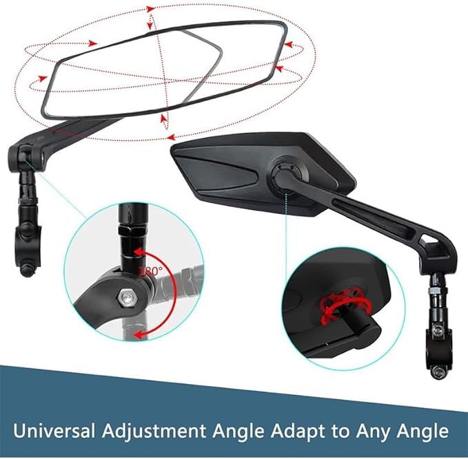 1 Pair Bike Mirror, Bike Mirrors Handlebar Mount View, Adjuatable Wide Angle RearView Mirror, 360° Adjustable Bicycle Rear View Mirror Accessories for Ebike Mountain Road Bike (Black)
