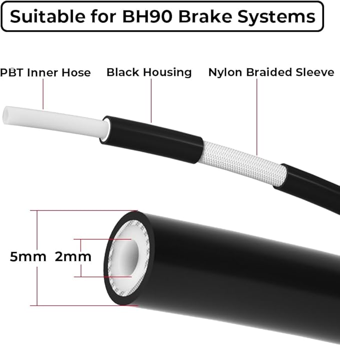 Bike Hydraulic Brake Hose Kit for BH90 System，for Shimano，for Avid Sram, for Magura (Outer Diameter: 5.0mm / Inner Diameter: 2.0mm) 5000mm / 16.4FT