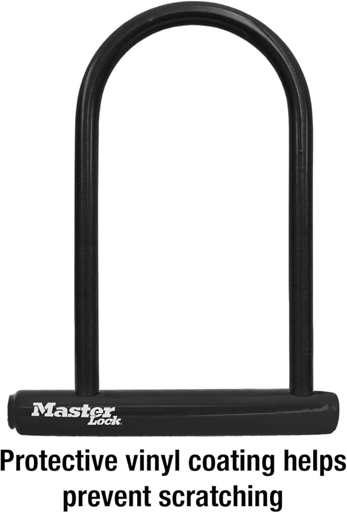 Master Lock Black Bike Lock with Key, Standard Size U-Lock for Bicycles and Other Outdoor Equipment, Anti-Theft Lock for Bikes, 8320D