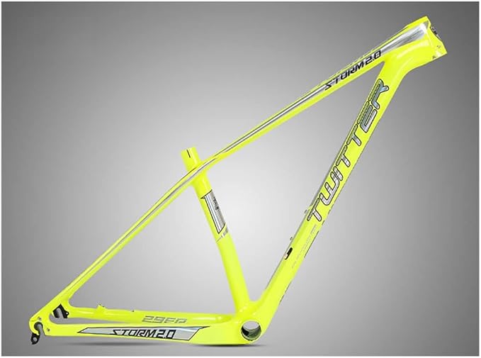 27.5er 29er Mountain Bike Frame 15''/17''/19'' XC Hardtail Bike Carbon Fiber Frame QR 135mm Disc Brake Frame Internal Routing (Color : Yellow, Size : 27.5 * 15'')