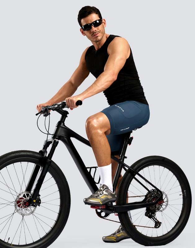 Bikewa Men's Cycling Shorts 7" 4D Padded Bike Shorts for Men Road Biking Bicycle Riding Cycle Biker Phone Pockets