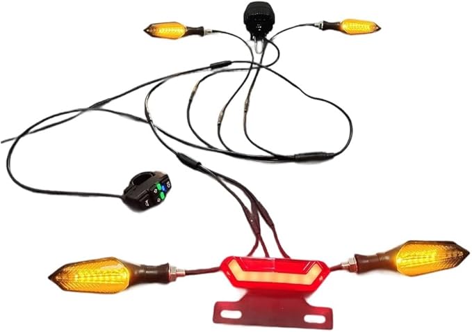 36V 48V 52V LED Bicycle Light Kit Front Rear Turn Signal Brake Lights Set, with Flashing Indicator, Electric Bikes Tricycles Waterproof Cycling Safety System