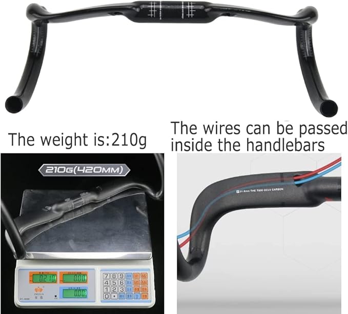 Alfa Pasca Aero Handlebars for Road Bike Carbon Racing Bicycle Handlebars Drop Bars Lightweight 31.8 UD Glossy/Matte 400/420/440mm