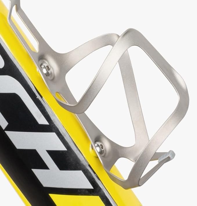 1 Pack Titanium Bike Water Bottle Cage- Ultra Lightweight 33g, Road & Mountain Bike Compatible, Corrosion-Proof, Delicate Metallic Silver Matte Texture - for Cycling, Gravel, Bikepacking