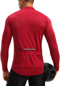 Bikewa Men's Cycling Jersey with 3+1 Rear Zipper Pockets Long Sleeve Moisture Wicking UPF 50+ Half Zip Riding Bike Shirts