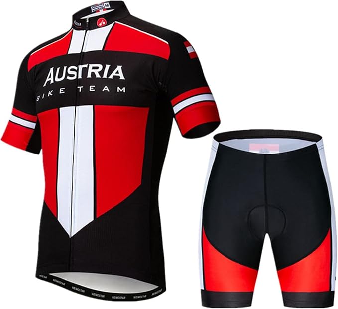 Hotlion Men's Cycling Jersey Sets Gel Pad Summer Bike Clothing Suit Breathable Bike Clothes with 3 Rear Pockets