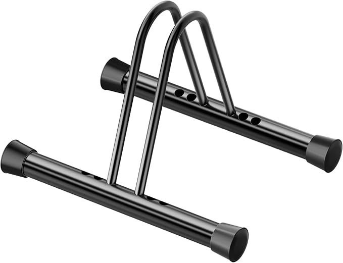 Adjustable Bike Parking Rack - Universal Floor & Wall-Mounted Bicycle Stand, Compatible with All Bikes Including Mountain, Road, Hybrid Cycles - Durable Black Design