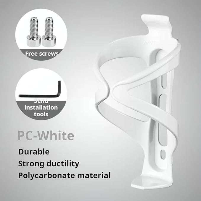 Lightweight Bicycle Water Bottle Holder - Secure, Versatile, and Stylish Bike Universal Drink Cage, Cycling, Road/Mountain Bikes (White)
