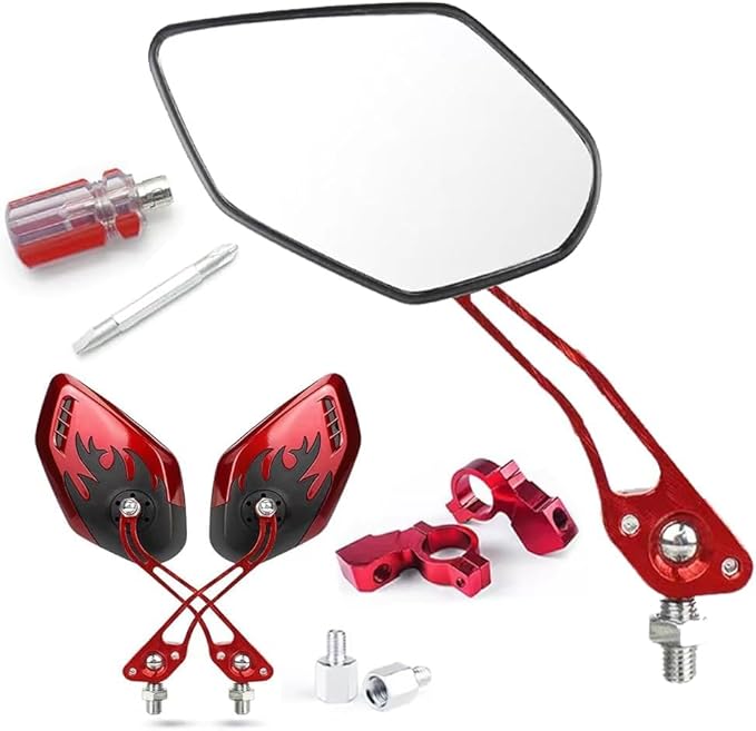 Bike Mirrors for Electric Bikes - 2 Pack Mirrycle Bike Mirrors, Handlebar Rearview Mirror, Bicycle Mirrors for Handlebars - Enhance Safety and Visibility on Your Electric (red)