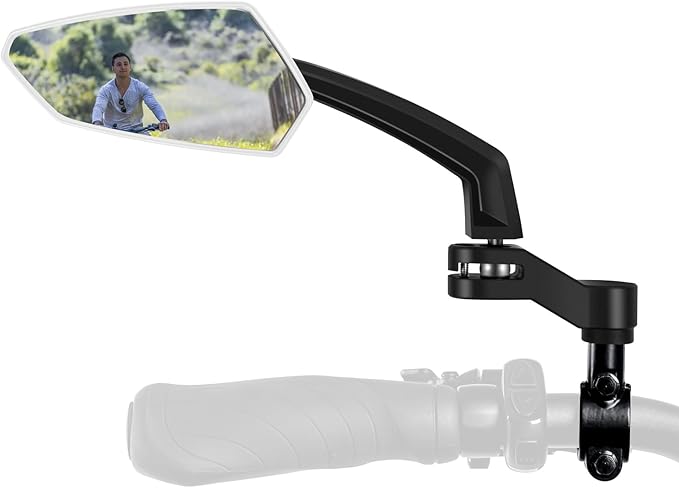 Addmotor Bike Mirrors, 1 Pair Bicycle Mirror Handlebar Mount, 360° Adjustable Rotatable Bike Mirror, HD, Safe Handlebar Rearview Mirror, Bike Accessories Bicycle Mirrors Set White