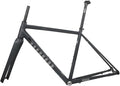 700C Road Bike Frameset Gravel Bike Frame 44cm/47cm/50cm/53cm/56cm Aluminum Alloy Disc Brake Frame with Carbon Fibre Fork Thru Axle F12*100mm R12*142mm Internal Routing(Black Gray,56cm)