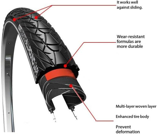 2 Pack 14 & 20 Inch Bike Tires with Tire Levers, 14x1.75 / 20x1.35 Anti-Slip Thickened Commuter Bicycle Tires, Wear-Resistant Replacement for City Road Teen Folding Bikes