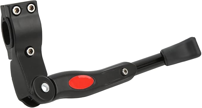 Bike Kickstand, Adjustable Non Slip Aluminum Alloy Side Support with Red Fluorescent Warning, Bicycle Kickstand for Mountain Road Bikes 22-27 Inch 700c Black