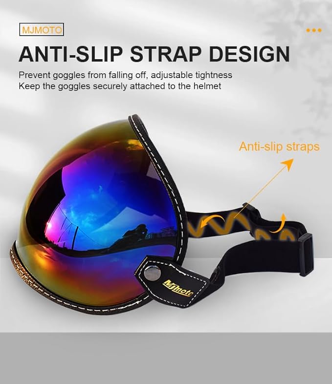 Universal Open Face 3/4 Helmet Visor Lens Bubble Motorcycle Windshield Capacete Lens Vintage Motorbike Helmet Goggles (Color)