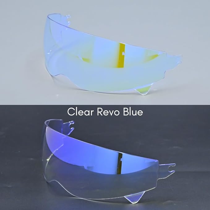 Compatible with EXO Covert Visor Replacement Motorcycle Helmet Visor Sun Protection Anti-Scratch, Universal(Clear Revo Blue)