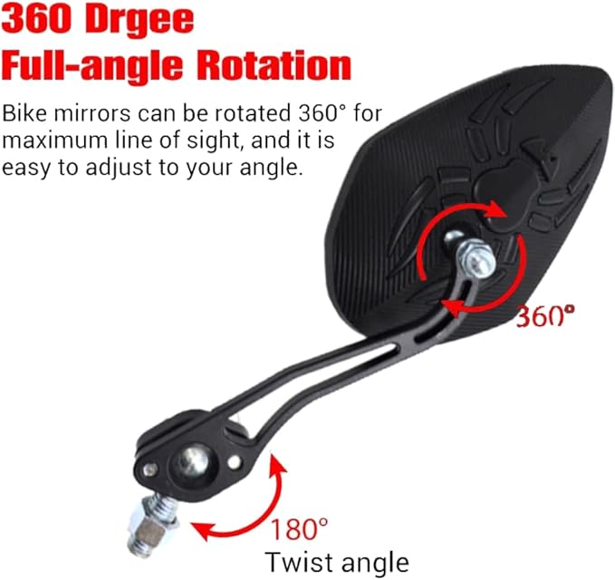 Bicycle Mirrors for Handlebars, 2pcs Safety HD Handlebar Rearview Mirror, Adjustable Bike Mirrors Handlebar Rearview Mirror, Electric Bike