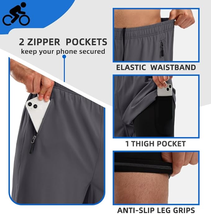 Bikewa Men's Mountain Bike Shorts 3D Padded Loose-fit Riding Biking Cycling Bicycle Biker Shorts for Men Zipper Pockets