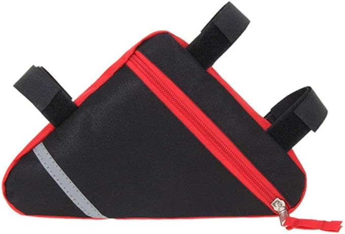 Maivingthuit Bike Triangle Bag, Waterproof Bicycle Front Tube Frame Bag, Double-Sided Reflective Decoration Makes Night Riding Safer (Red)