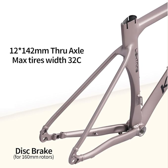 700C Road Bike Frameset 45CM 48CM 51CM Aluminum Alloy Disc Brake Frame Wind Breaker Frame Carbon Fiber Fork BSA BB68 Thru Axle 12 * 100mm 12 * 142mm(Black,48cm)