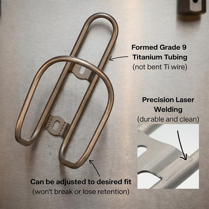 LITHE GOODS Titanium Bike Water Bottle Cage with Ti Screws Included. (Clay Ceramic)