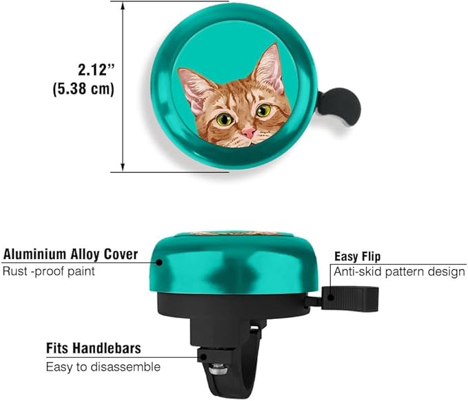 WIRESTER Green Aluminum Round Bike Bell, Classic Ring Bicycle Bell, Bike Accessories Bell Ring for Adults Kids Girls Boys