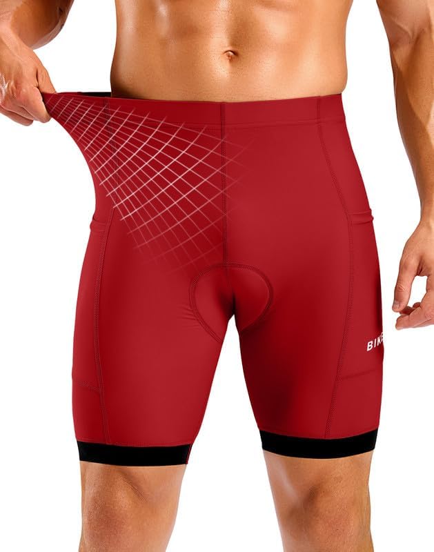 Bikewa Men's Cycling Shorts 7" 4D Padded Bike Shorts for Men Road Biking Bicycle Riding Cycle Biker Phone Pockets