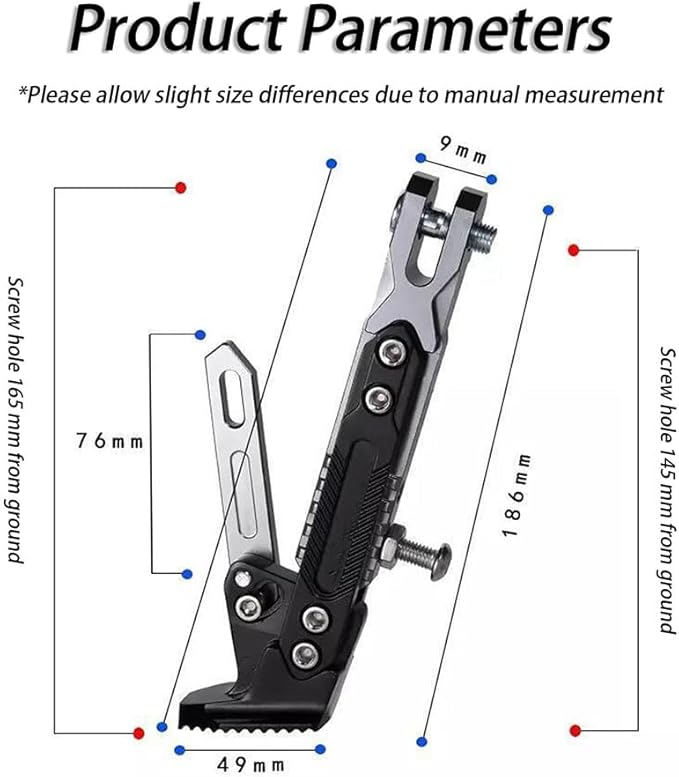 Motorcycle Adjustable Kickstand for Kawasaki KX450 2002-2025, Aluminum Side Stand Non Slip Foot Pad Stable Parking Support Motorcycle Scooter Bike,Blue