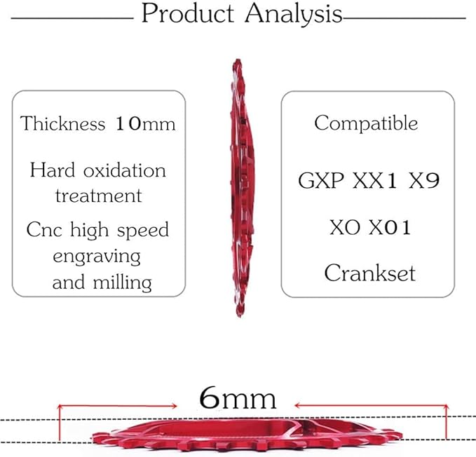 YBEKI Narrow-Wide Chainring 30T-38T - CNC 7075-T6 Aluminum MTB Chainwheel for SRAM GXP/XX1/X01 (3mm/6mm Offset) | Eagle Tooth Design | Ultra-Light 60-80g | Hard Anodized Black