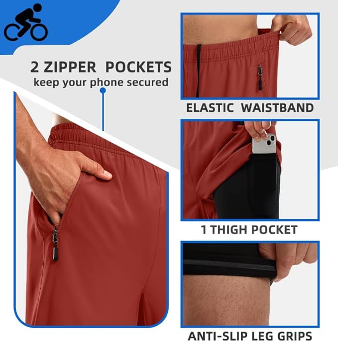 Bikewa Men's Mountain Bike Shorts 3D Padded Loose-fit Riding Biking Cycling Bicycle Biker Shorts for Men Zipper Pockets