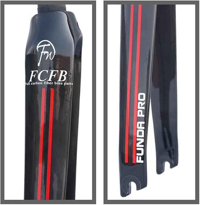 Carbon Fiber Rigid Fork 700C Road Bike Fork V/C Brake 1-1/8'' Straight Threadless Quick Release Front Fork(700c Red)