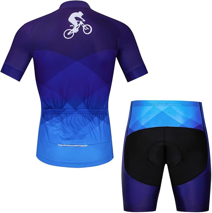 Hotlion Men's Cycling Jersey Sets Gel Pad Summer Bike Clothing Suit Breathable Bike Clothes with 3 Rear Pockets
