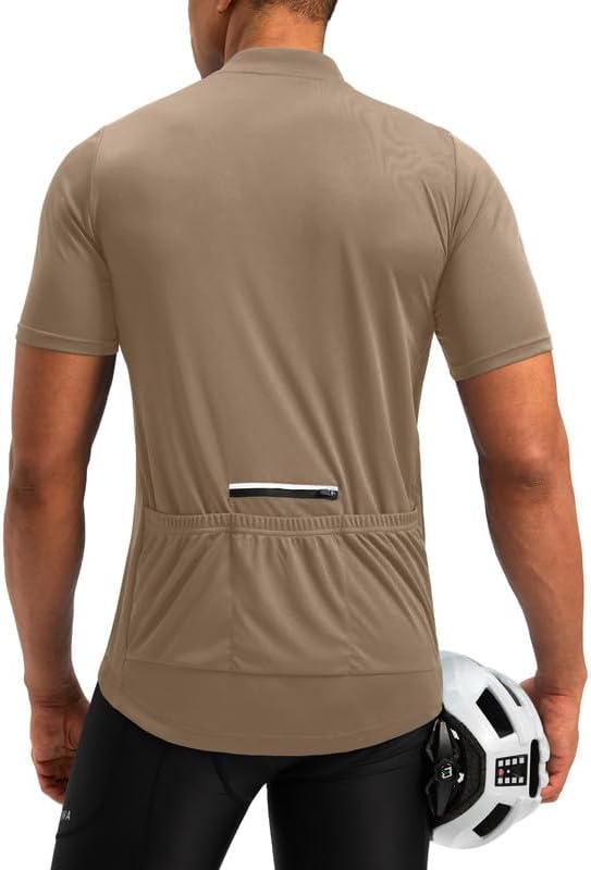 Bikewa Men's Cycling Jersey Moisture Wicking Short Sleeve UPF Half Zip Bike Road Riding Biking Shirts for Men Zipper Pockets