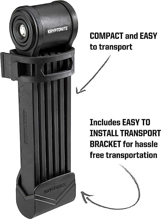 Kryptonite Keeper Folding Bike Lock, 2.75FT/3.25 FT Long Compact Lightweight High Security Anti-Theft Foldable Bicycle Lock with 2 Keys and Mount for E-Bikes Scooter Road Mountain Bike