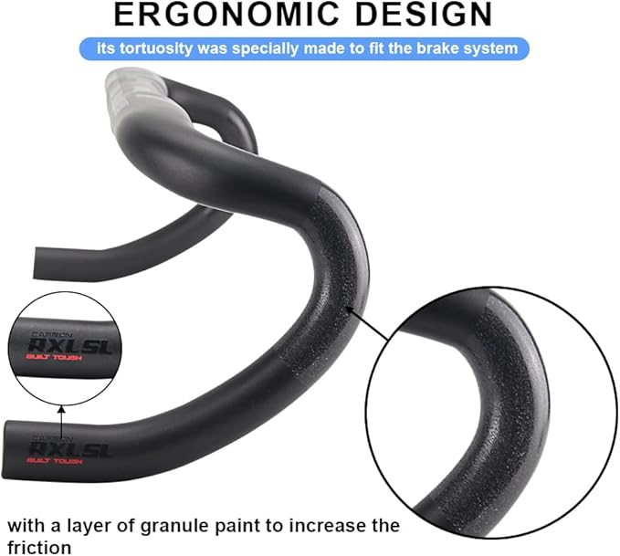 RXL SL Carbon Black UD Matte Road Bike Handlebars - 38cm Carbon Drop Bars, 31.8mm, 380mm Width, Aero Design for Gravel Bikes carbon fiber gravel 38cm carbon drop bars aero handlebars