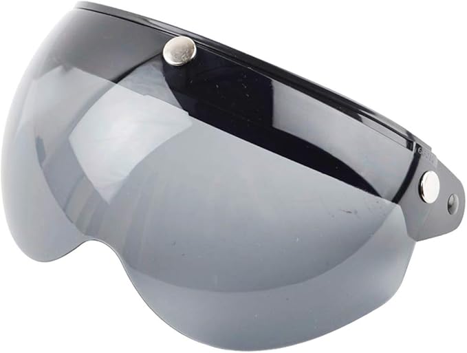 VCOROS Universal Motorcycle Retro Pilot-Style Standard 3 Snap-Button Visor Flip Up Down Open Face Helmet Half Face Shield(Black)
