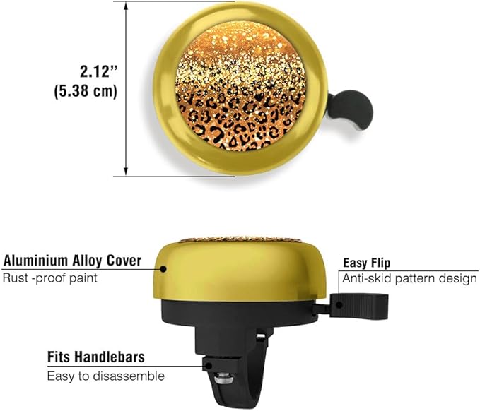WIRESTER Gold Aluminum Round Bike Bell, Classic Ring Bicycle Bell, Bike Accessories Bell Ring for Adults Kids Girls Boys