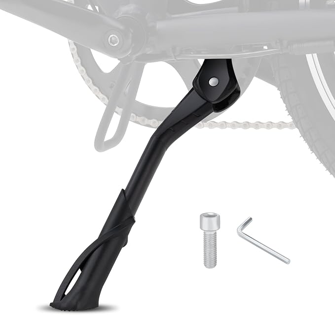 Bike Kickstand Center Mount - Adjustable Kickstand for Mountain, Road & Ebikes - Wide Reinforced Base Fits 26"/29" Wheels - Aluminum Alloy Supports 35kg Load