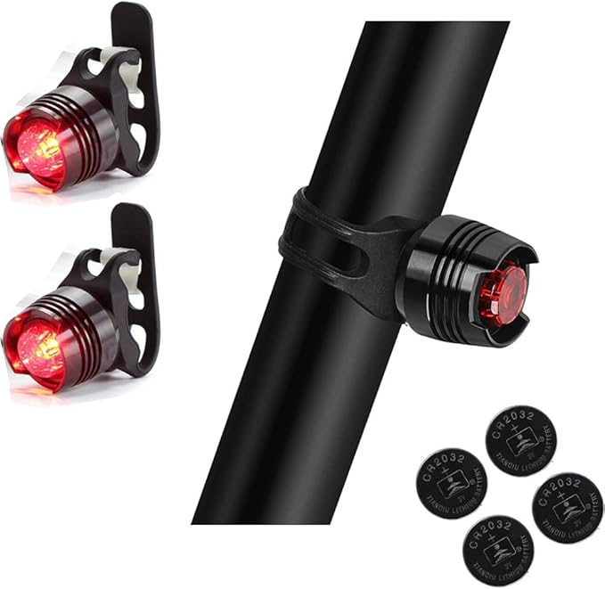 2PCS Rear Bike Tail Light Mini Strap-On LED Micro Bicycle Lights,180 Degree Visibility - Safety on All Sides