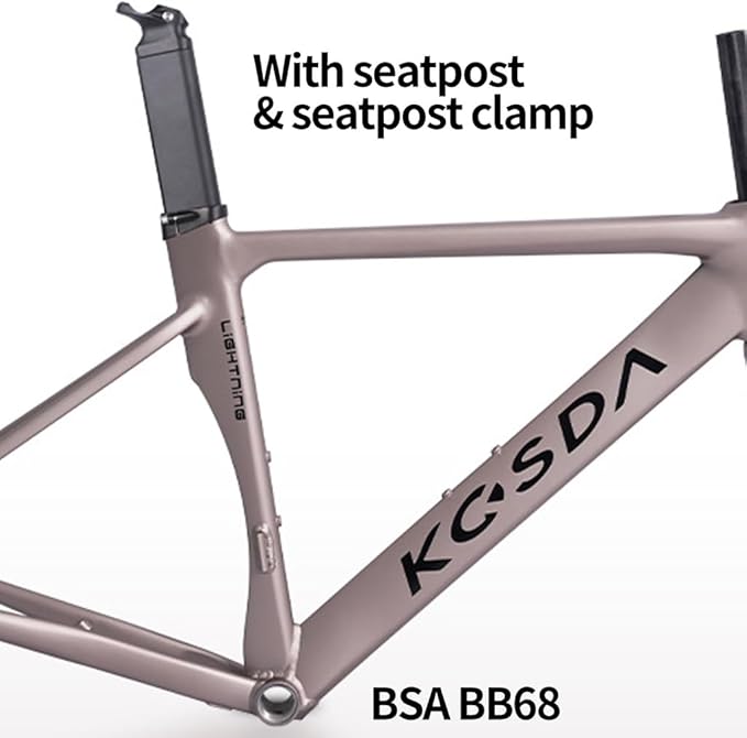 700C Road Bike Frameset 45CM 48CM 51CM Aluminum Alloy Disc Brake Frame Wind Breaker Frame Carbon Fiber Fork BSA BB68 Thru Axle 12 * 100mm 12 * 142mm(White,48cm)