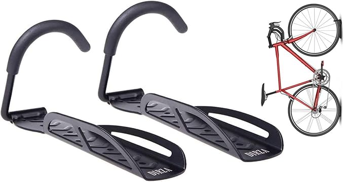 Dirza Bike Rack Garage Wall Mount Bike Hanger Bike Hooks Bike Storage Bicycle Vertical System for Garage Indoor Shed - Easily Hang/Detach - Holds up to 65 lb with Screws Black