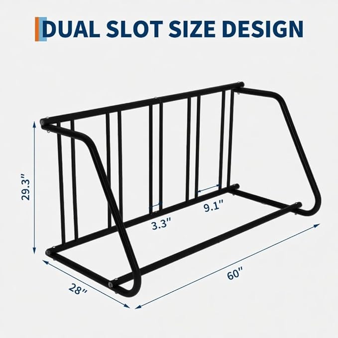 Commercial Grid Floor Bike Rack,Single-Side 5-Bike Rack 60 in L,Grid Bike Rack In Ground,Bicycle Floor Parking Stand,Bike Racks Garages, Stores, Schools & Universities Power Coated Steel
