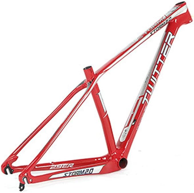 Carbon Fiber Mountain Bike Frame 27.5er 29er XC Hardtail Bike Frame 15''/17''/19'' Disc Brake Frame Internal Routing QR 135mm Red(27.5 * 17'')