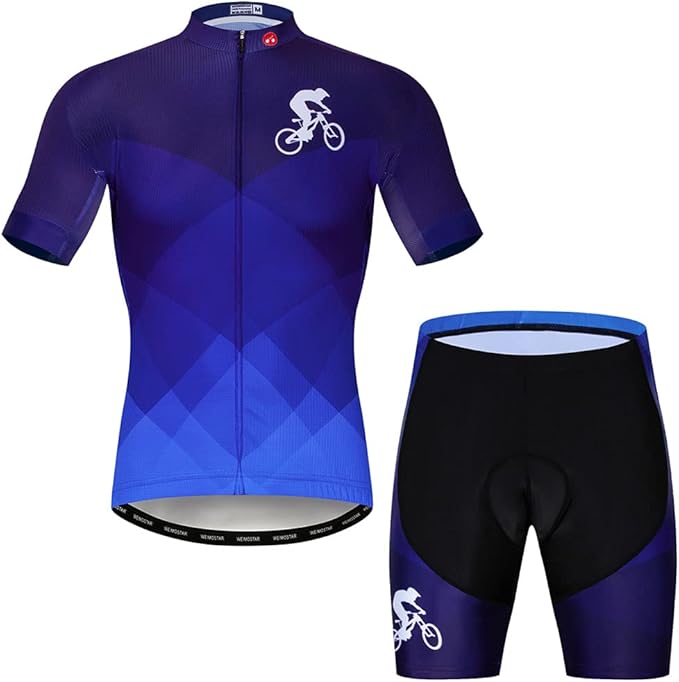 Hotlion Men's Cycling Jersey Sets Gel Pad Summer Bike Clothing Suit Breathable Bike Clothes with 3 Rear Pockets