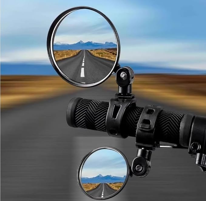 2Pcs Adjustable Rear View Mirror for Bikes, Universal Rearview Mirror for Handlebars, Wide Angle Acrylic Convex Safety Mirrors for Bikes Road Mountain Bike